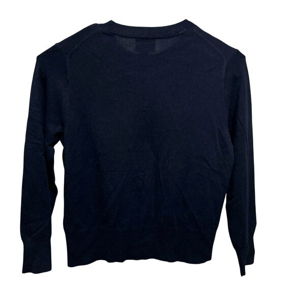 J. Crew Mens 100% Cashmere Navy V-Neck Pullover Long Sleeve Sweater Sz M FLAWED - Picture 3 of 5